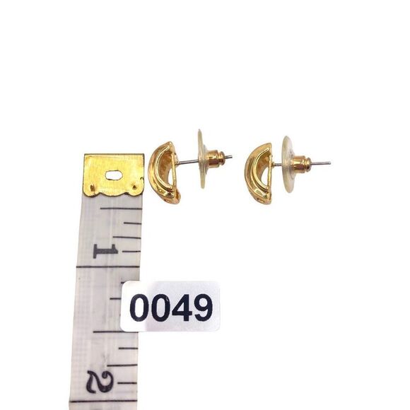 Gold retro cubic zirconia stud earrings - Picture 4 of 4